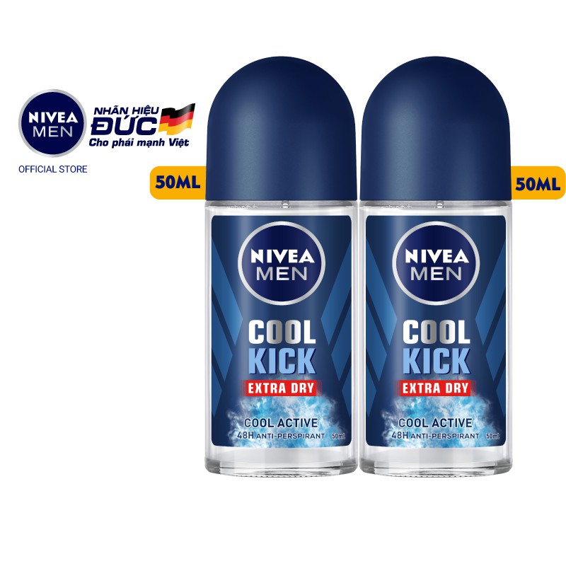 Combo 2 lăn ngăn mùi NIVEA MEN Cool Kick Mát Lạnh Thơm năng động (50ml/chai) 82886