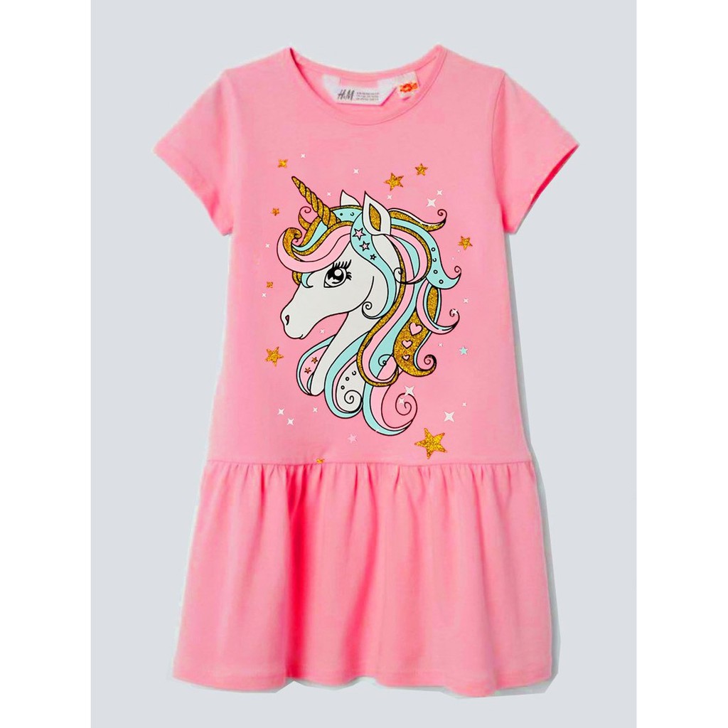 Đầm thun cotton hoạt hình ngựa Pony Unicorn kỳ lân