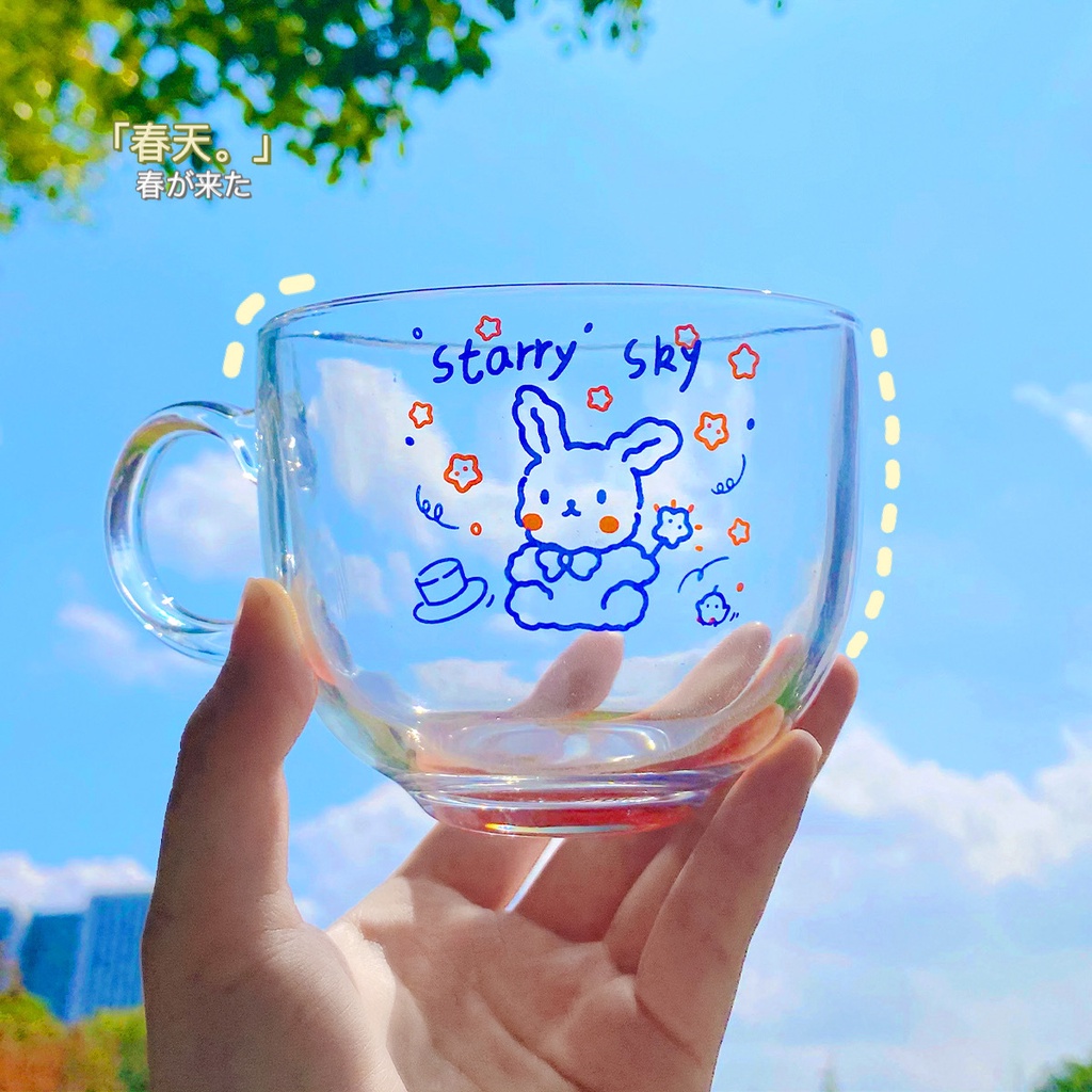 Cốc Thủy Tinh Trong Suốt Có Tay Cầm Dung Tích 500ml