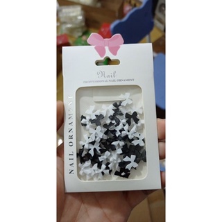 Nơ đen trắng dài gắn móng, set nơ đen trắng