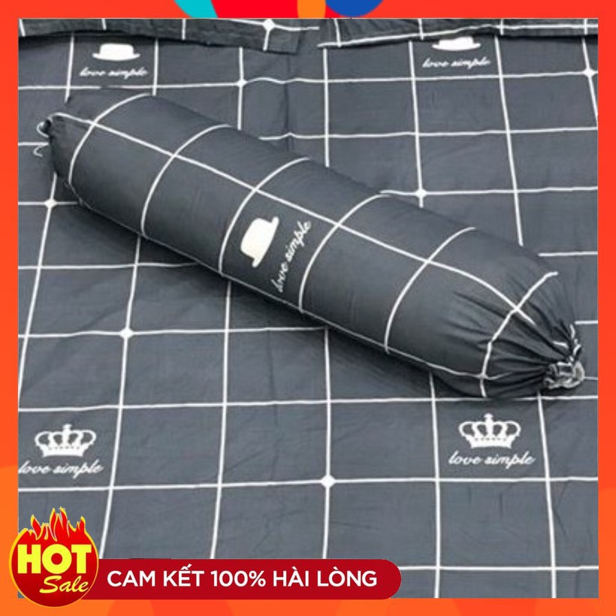 Vỏ gối ôm cotton poly 35x100cm 💝 mẫu caro vương miện