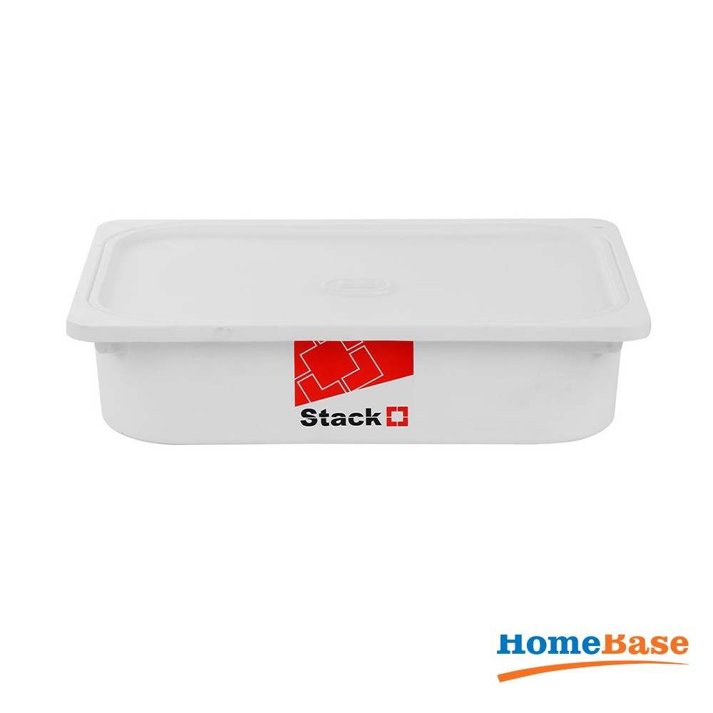 HomeBase STACKO Hộp nhựa có nắp Thái Lan W43xD33xH10cm Trắng