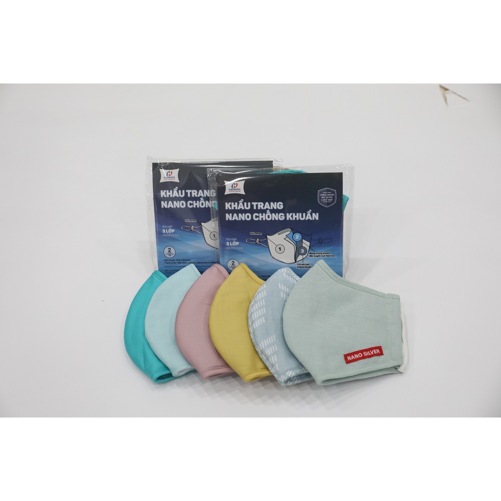 2 Chiếc khẩu trang (được chọn màu) 3 lớp vải kháng khuẩn Nano Bạc Hanvico | BigBuy360 - bigbuy360.vn