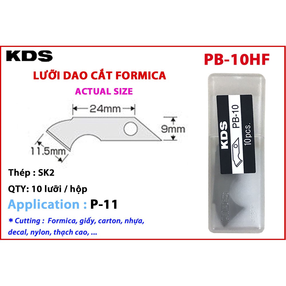 Lưỡi dao cắt mica mũi cong KDS PB-10HF