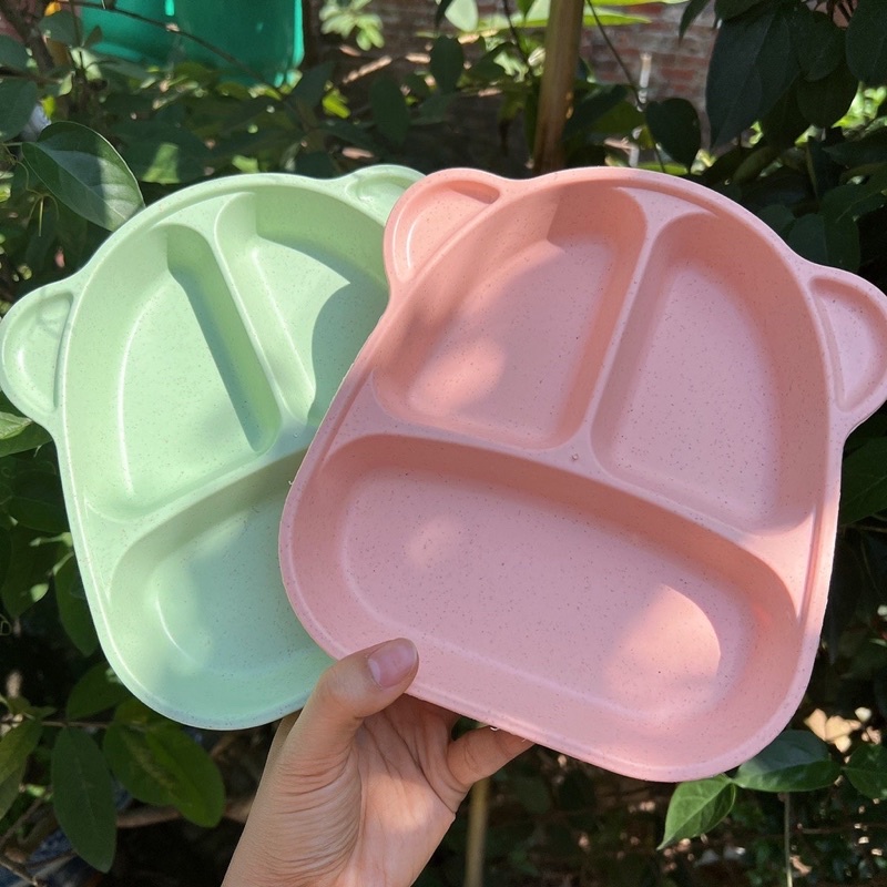 Khay lúa mạch hình khỉ chia 3 ngăn