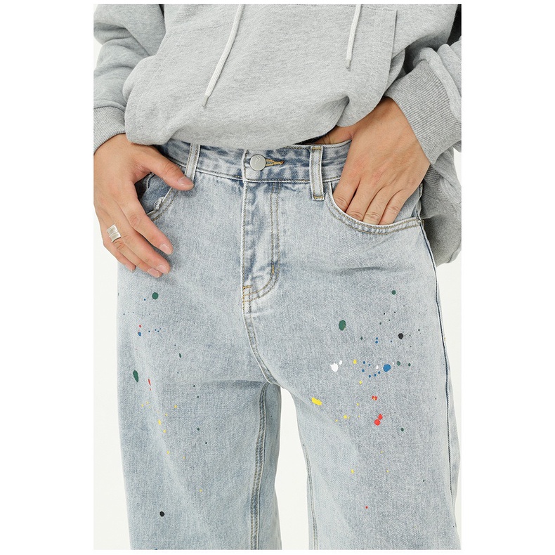 Quần Jean Vẩy Sơn PLAYAZ Paint Splatter Jeans - Light Blue
