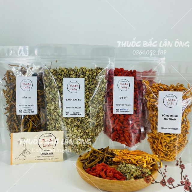 Trà Bổ Thận Dương (200g Bạch Tật Lê, 100g Kỳ Tử Hữu Cơ, 50g Viễn Chí, 100g Đông Trùng Hạ Thảo)