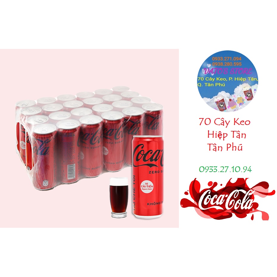 Thùng 24 lon Nước ngọt COCA COLA ZERO lon 320ml / Lốc 6 lon Nước ngọt COCACOLA ZERO lon 320ml