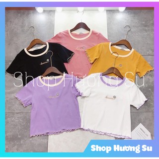Áo Croptop Thêu Chữ Rucsion bo cổ-HươngSu (143-AoRU-D)