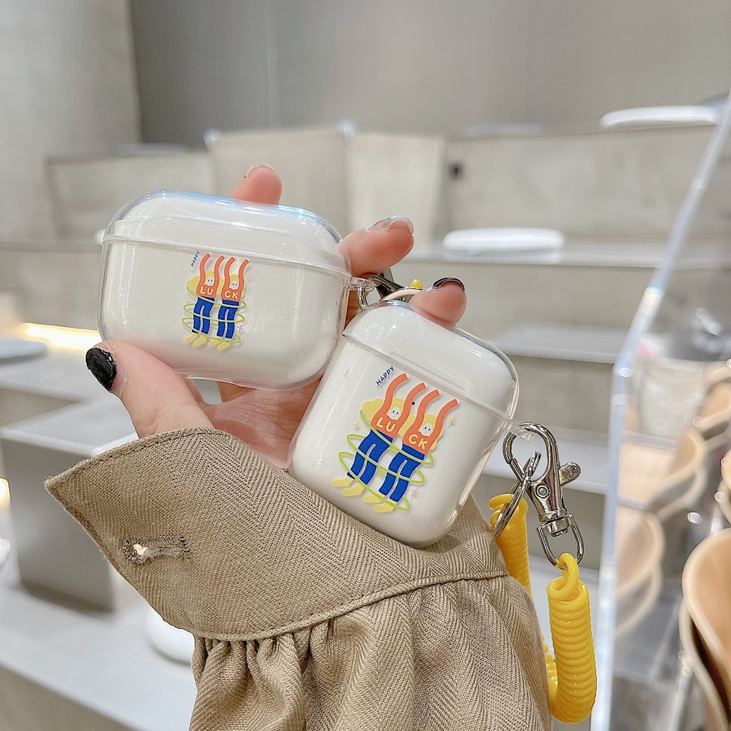Vỏ Bảo Vệ Hộp Sạc Tai Nghe airpods 1 2 Pro 3rd Generation Pro 1/2 Trong Suốt Chống Sốc Họa Tiết Hoạt Hình Kèm Dây Đeo Kiểu Nhật Hàn