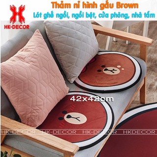 [Freeship]Thảm lót ghế, ngồi bệt, thảm nỉ trang trí, lau chân , lót chân nhà tắm hình gấu BROWN