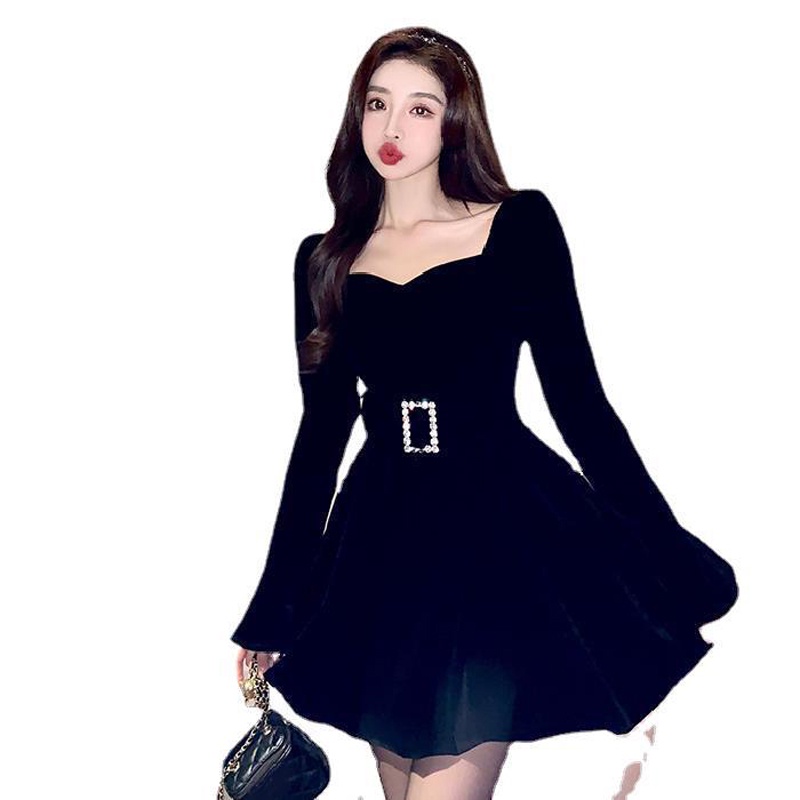 IELGY Đầm Thời Trang Pháp Nhấn Eo Quyến Rũ Cho Nữ