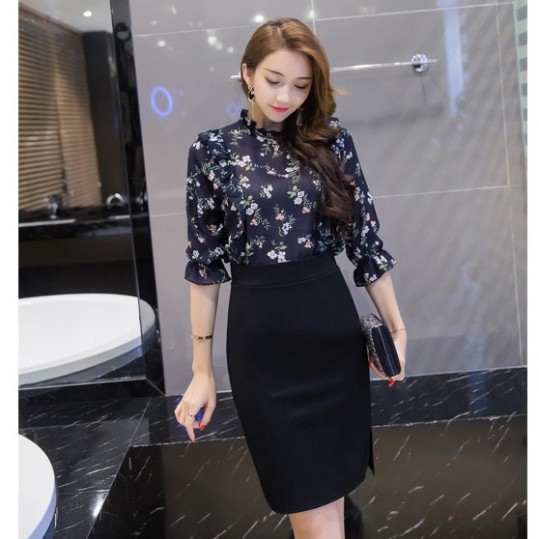 Chân váy công sở váy bút chì bigsize xẻ tà màu đen CR53V05 [bigsize từ 45-85kg]