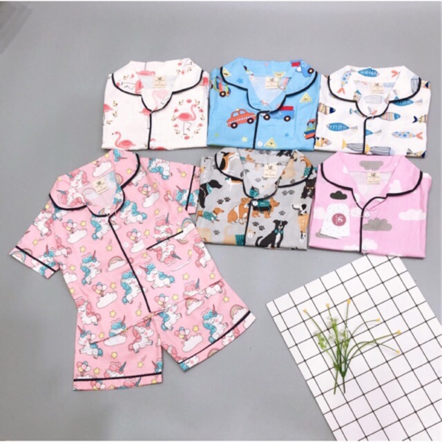 Bộ pijama hè thô Hàn loại cho bé trai, gái