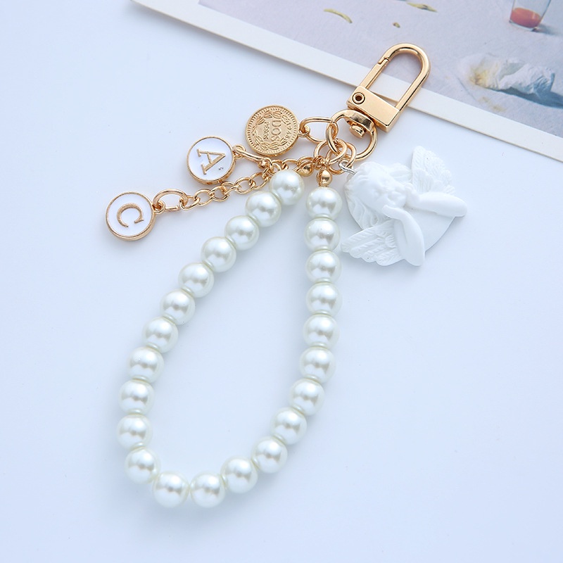 Angel pearl key chain bag key chain women