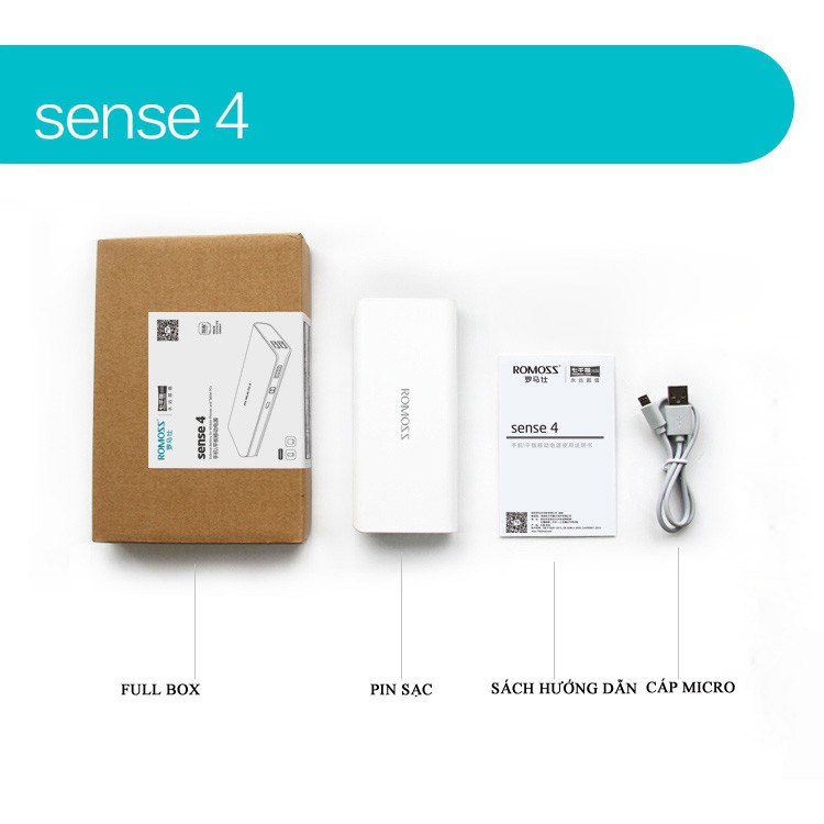 Pin sạc dự phòng Romoss SENSE 4 10400 mah