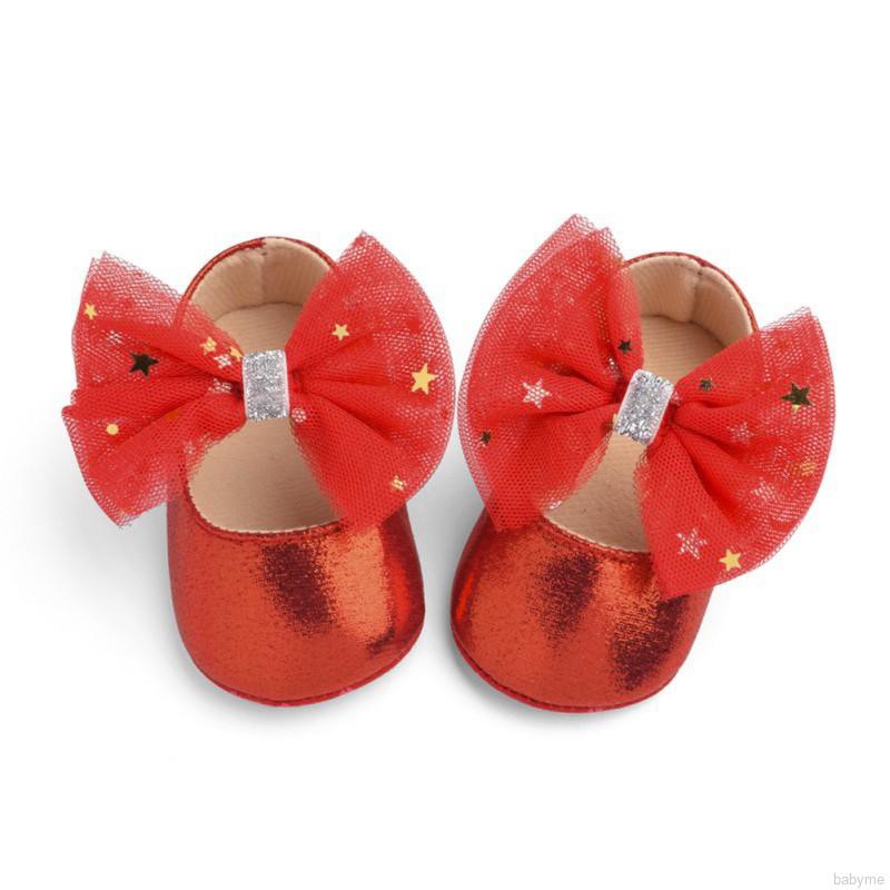 Babyme Autumn Baby Girls Breathable Anti-Slip Mesh Bowknot Flats Toddler Soft Soled Walking Shoes