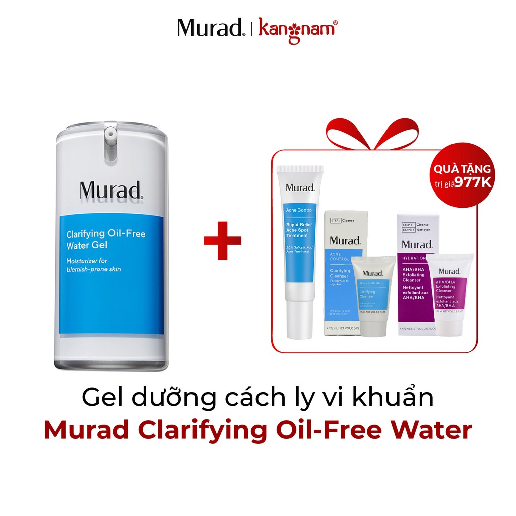 Combo gel dưỡng Oil Free Murad(47ml) tặng Gel mụn 4h Murad(15ml) và 2 sữa rửa mặt Murad Minisize