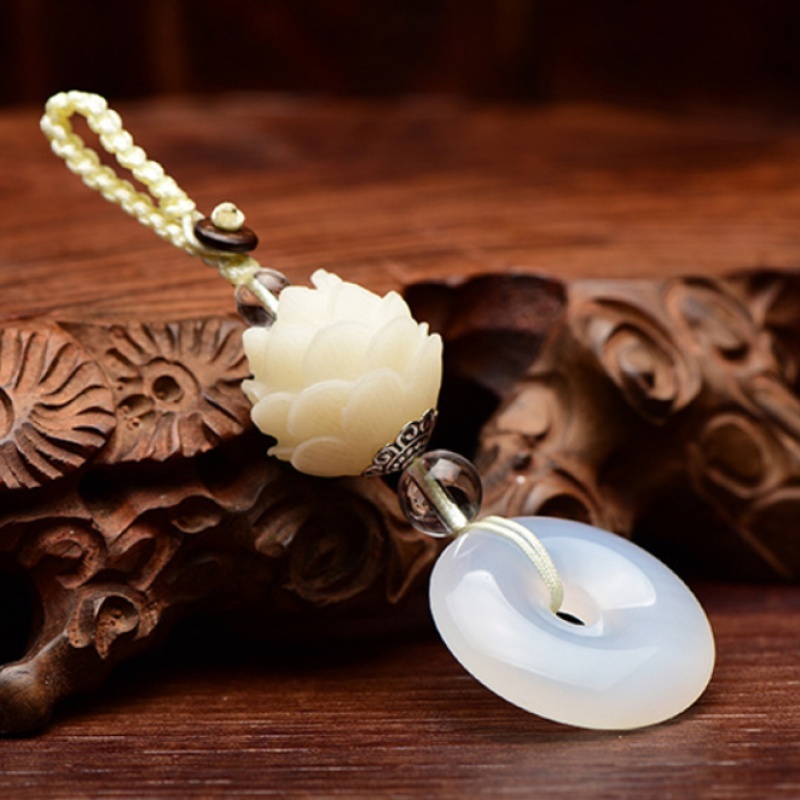 Móc khoá tạo hình hoa sen may mắn phong cách Trung Hoa cổ điển