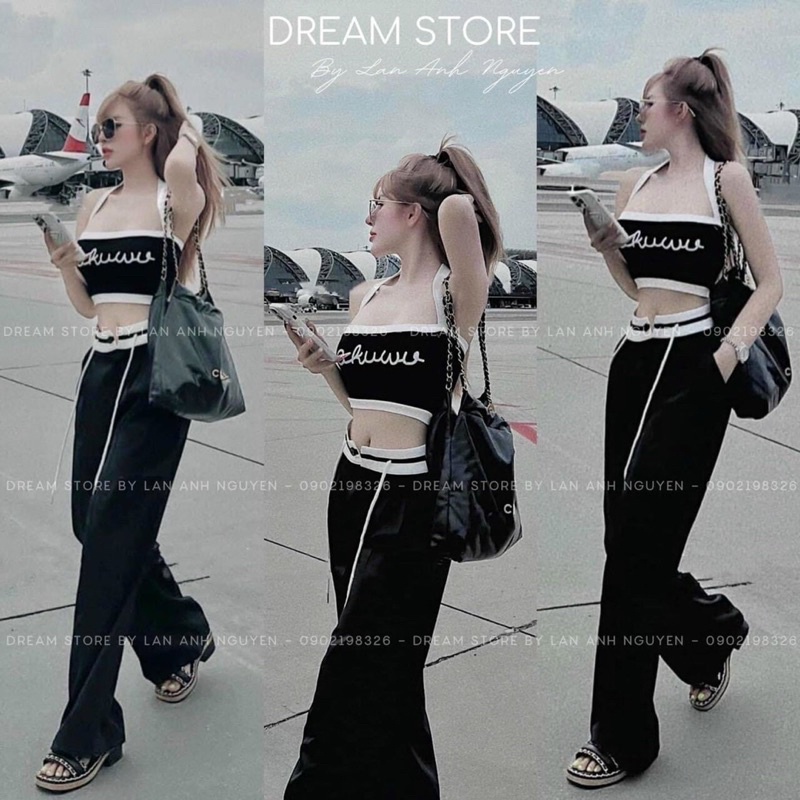 Set thể thao crt cổ yếm chữ quần suông