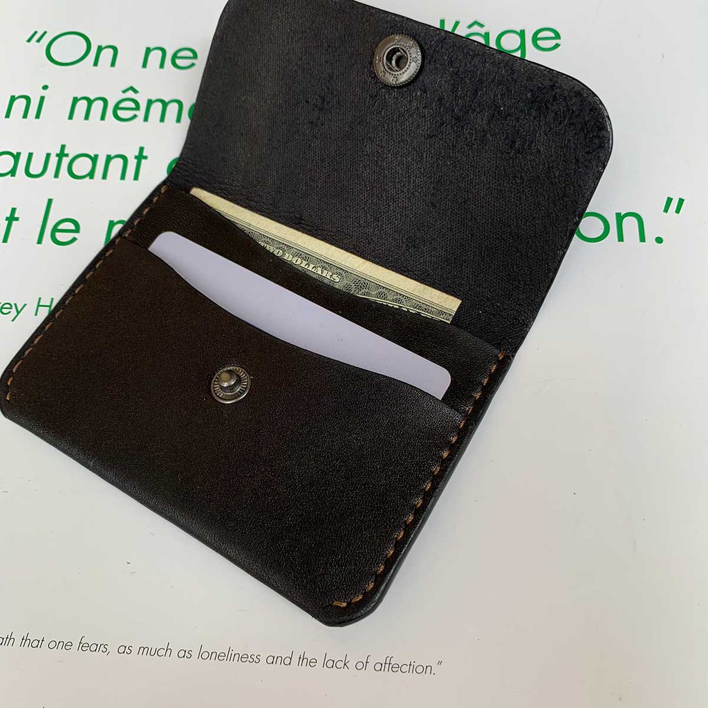 Bóp nữ mini - đồ da thủ công - chất liệu da bò - màu đen MC369