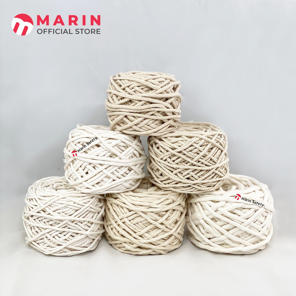 Dây thừng se macrame cotton 1 xoắn 4mm màu kem, màu ngà