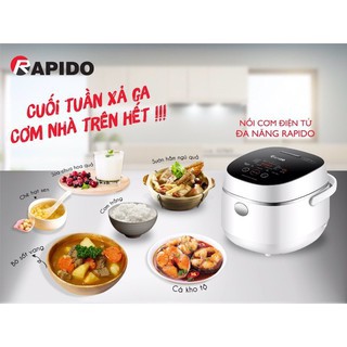 Nồi cơm điện tử Rapido RC-1.2D công nghệ Nhật Bản, 10 chức năng nấu (1.2L - 500W - Hàng chính hãng)