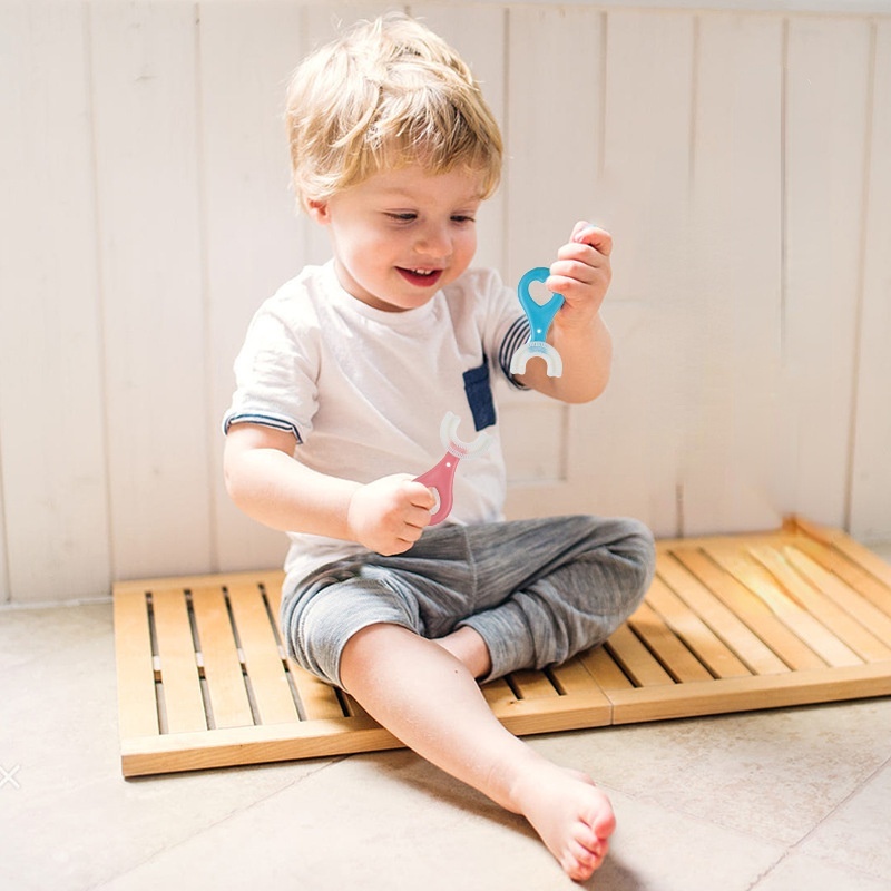 ZHAN QI TOYS Bàn chải đánh răng hình chữ u vệ sinh toàn diện 360 độ tiện lợi cho trẻ em 2-12 tuổi