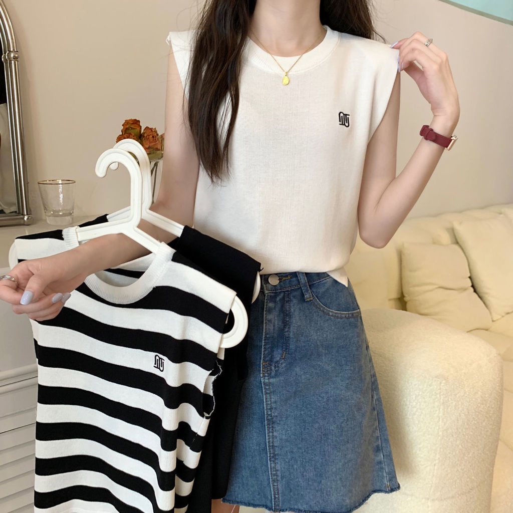 Áo Thun Sát Nách Họa Tiết Sọc Ngang Thời Trang Dành Cho Nữ