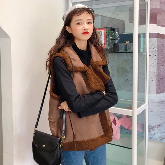 Áo khoác gile da lộn lót bông. Ảnh thật ở cuối.