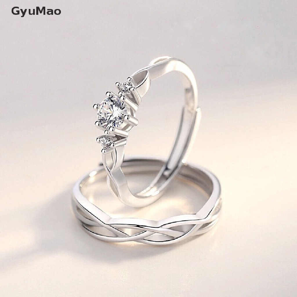1Pair Couple Ring Crystal Diamond Wedding Engagement Jewelry Adjustable Rings  HDY