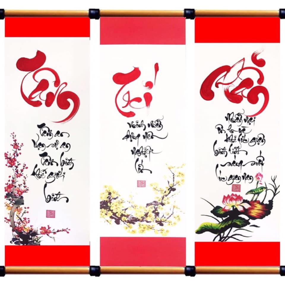 BỘ 3 BỨC LIỄN THƯ PHÁP