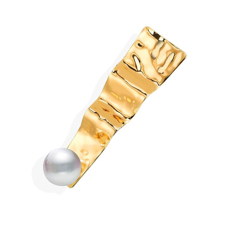 Kẹp Tóc Mái Bằng Kim Loại Màu Vàng Kim Một Chữ Một Bên Gợn Sóng Tối Giản Cl