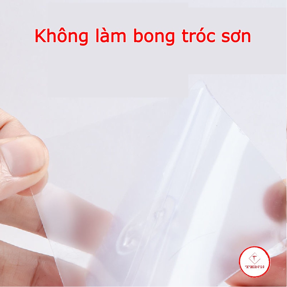 Thanh móc dán tường treo đồ quần áo chịu lực có bao chống gãy gập trong suốt siêu dính 6 móc ngang không cần khoan tường