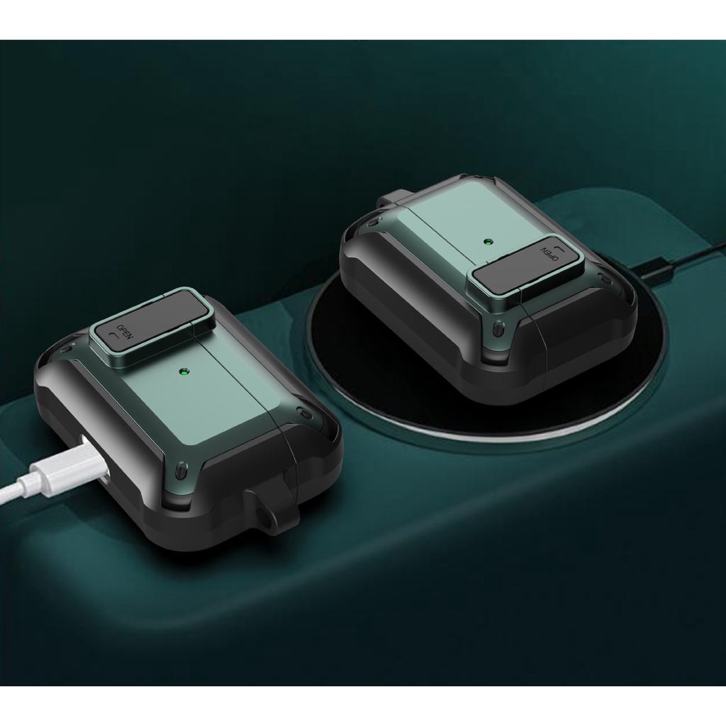 Case airpod pro chống sốc cho airpods 1/2/3/pro, thiết kế có nút gài nắp, chống rơi và bảo vệ tai nghe - Mèo Ú