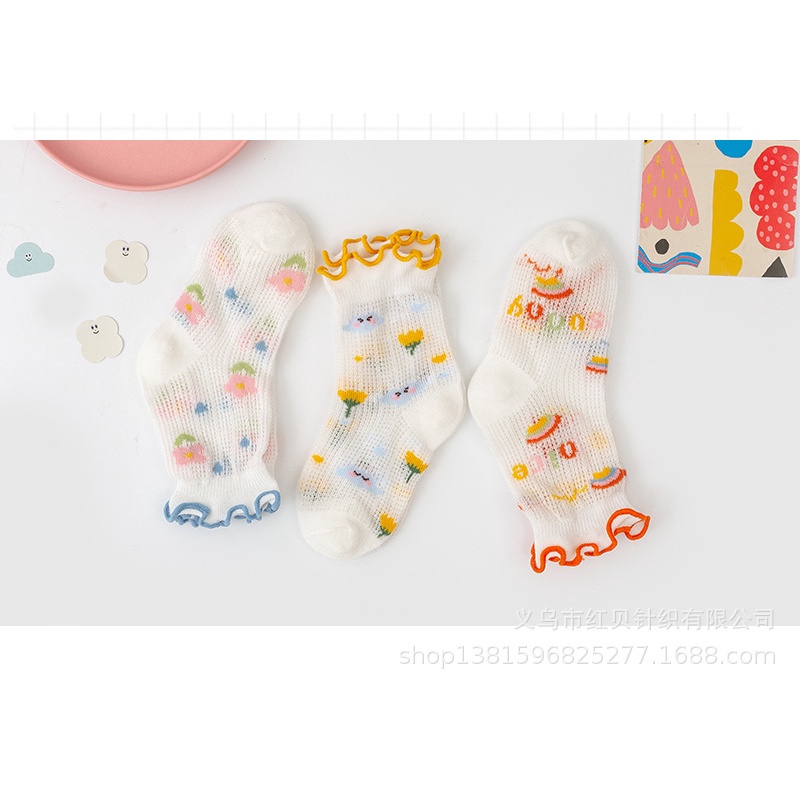 Set 3 Đôi Vớ Cotton Dễ Thương Cho Bé Gái