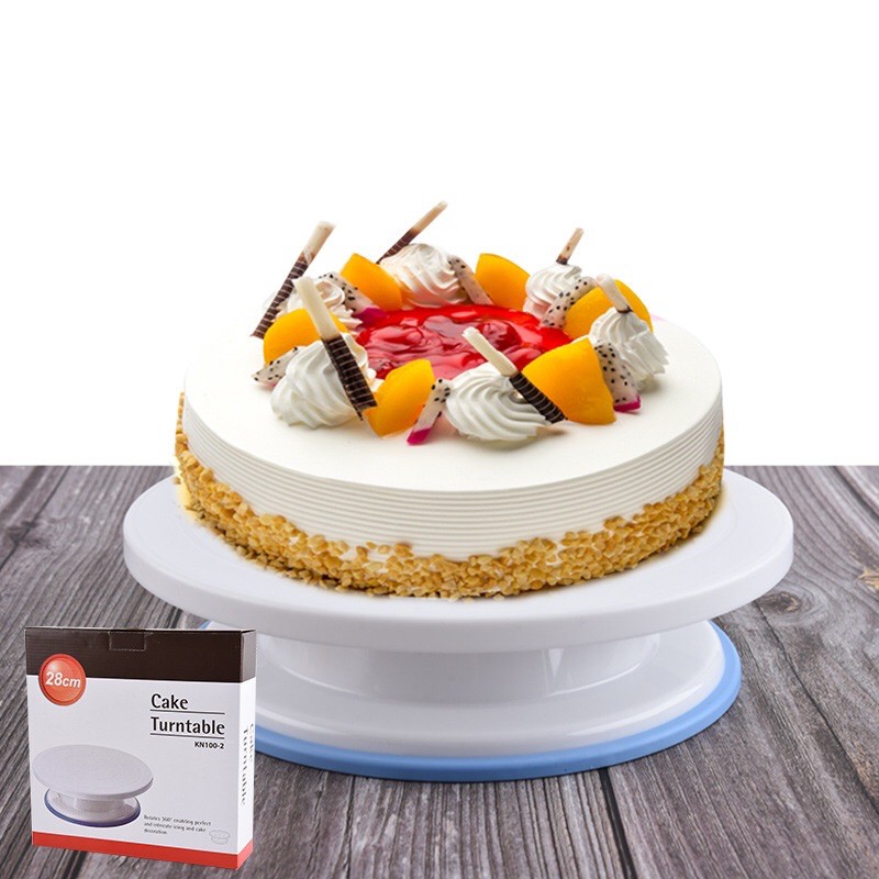 Bàn Xoay Làm Bánh Nhựa Đế Silicon Chống Trơn 28cm