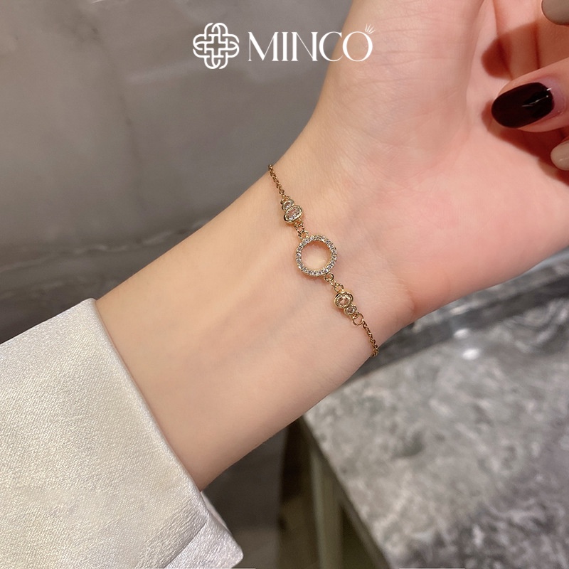 Lắc tay nữ Minco Accessoriesm vòng tay nữ mặt tròn mix đá phong cách Hàn Quốc phụ kiện trang sức thời trang đẹp VT15