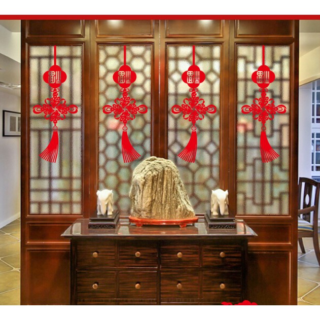 Decal trang trí Tết - Dây Kết Đồng Tâm Đỏ