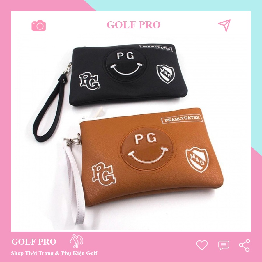 Túi cầm tay chơi golf PG da PU cao cấp clutch nhỏ gọn đựng đồ dùng cá nhân CT004