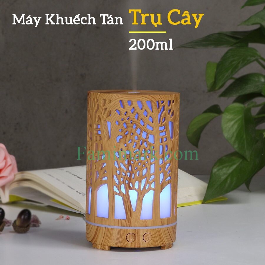 MÁY KHUYẾCH TÁN PHUN SƯƠNG TRỤ GỖ NGHỆ THUẬT  | MÁY XÔNG TINH DẦU | MÁY LÀM THƠM PHÒNG famimark.com