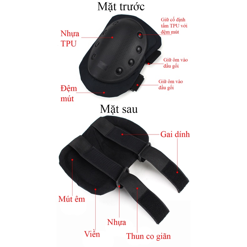 Bộ giáp bảo hộ đi phượt bảo vệ đầu gối khuỷu tay kiểu lính Black Hawk