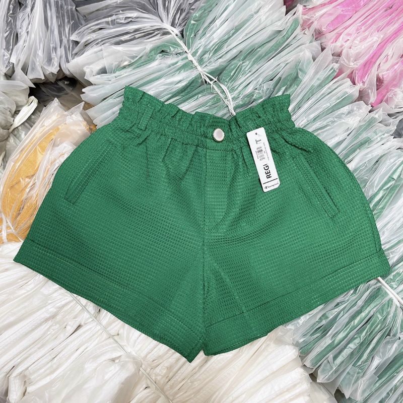 Quần shorts vải xốp ống rộng đóng nút cao cấp full màu lưng co dãn