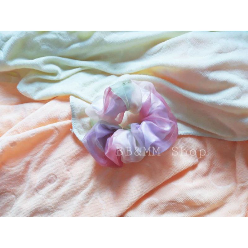Scrunchies 2 lớp siêu xinh, hoa cúc, nhiều màu, kim tuyến