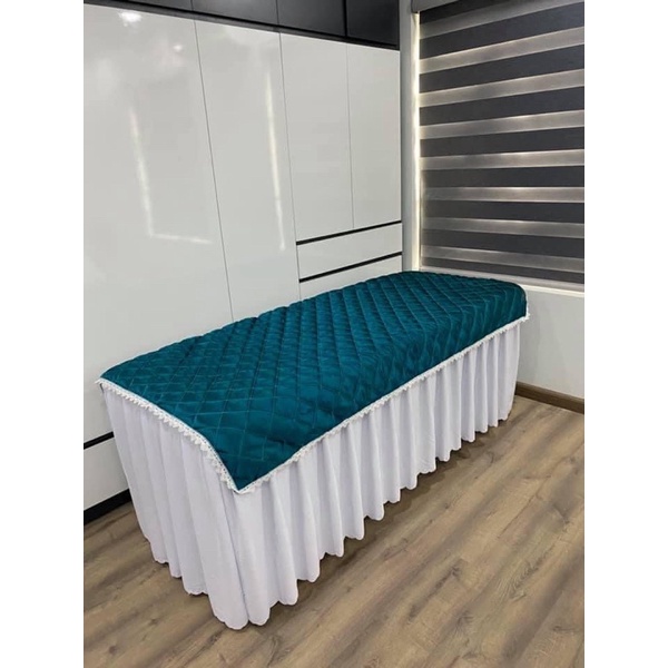 tấm phủ giường spa lụa chần bông phối ren siêu xinh kt 110x220