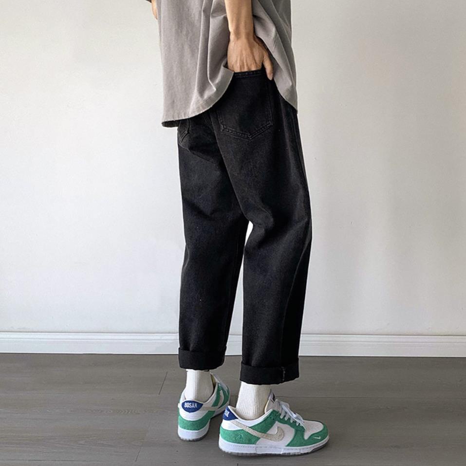 Quần jean baggy đen nam, nữ ống rộng, dáng suông, không phai màu-D01 | BigBuy360 - bigbuy360.vn