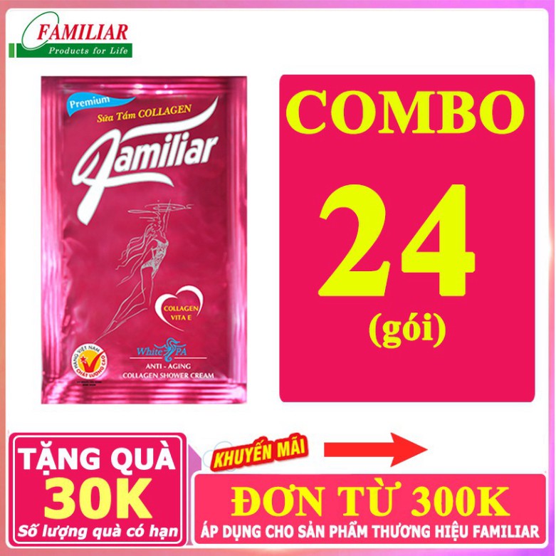 Combo 24 gói sữa tắm dưỡng da Familiar Collagen 5.5ml