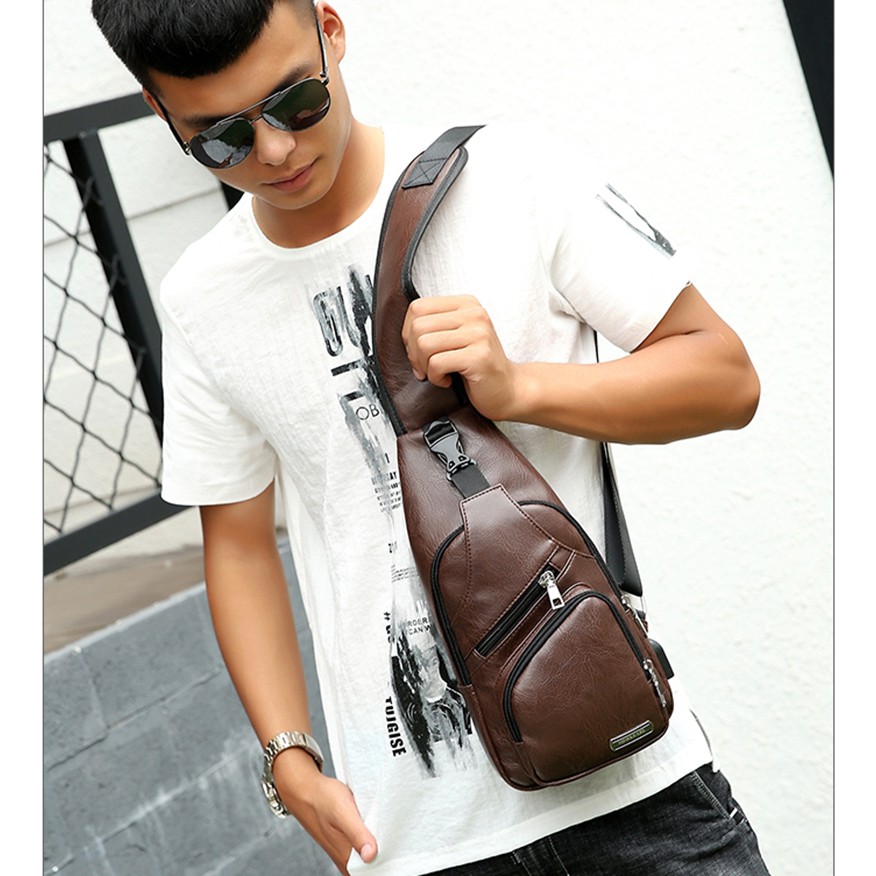 Túi Đeo Chéo Bằng Da Cao Cấp có sạc điện thoại | BigBuy360 - bigbuy360.vn