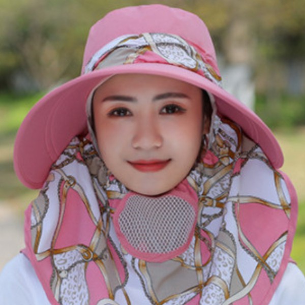 Mũ chống nắng nón che nắng màu Hồng Sen vải cotton cực đẹp và mát vành nón rộng mát có khẩu trang 2 lớp bảo vệ sức khỏe