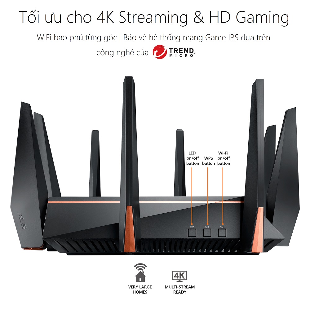 Bộ Thu Phát Wifi Router Wifi ASUS GTAC5300 Ba Băng Tần, Chuẩn AC5300 Hàng Chính Hãng